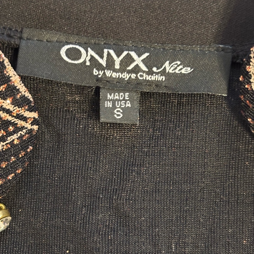 ONYX Nite Metallic Swirl Illusion Evening Top Size Small - Picture 2 of 10